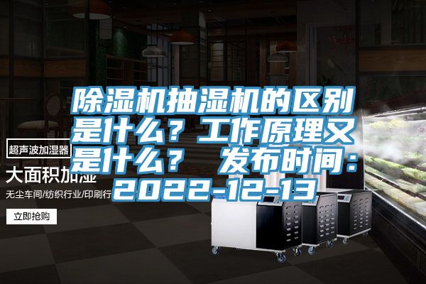 除濕機抽濕機的區(qū)別是什么？工作原理又是什么？ 發(fā)布時間：2022-12-13